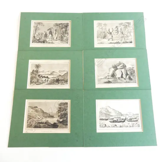 Six antique French engravings; early New Zealand - Māori - Polynesia etc,